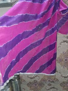 Vibrant Pink &amp; Purple Striped Dupatta of 1