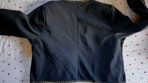 Chic Black Cropped Jacket with Gold Chain Trim