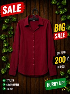 Stylish Maroon Button-Up Shirt