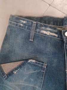 Distressed Denim Bermuda Shorts