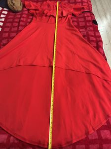 Red Net Shoulder Dress