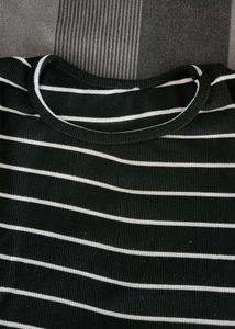 Striped Black &amp; White Turtleneck Top