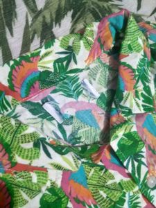 Tropical Parrot Print Short Sleeve Shirt