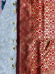 Elegant Red &amp; Gold Banarasi Silk Saree