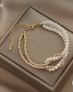 price dropElegant Pearl &amp; Gold Beaded Bracelet
