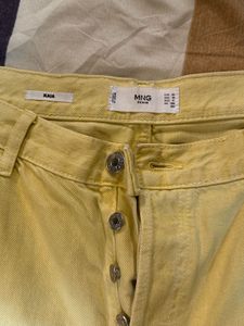 Mango Yellow Straight Fit High Rise Jeans