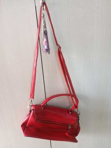 Sling bag Red Handbag with Gold Accent