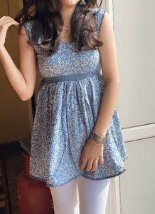 Blue Floral Print Kurta