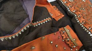 Elegant Brown Kurta with Orange Sleeves