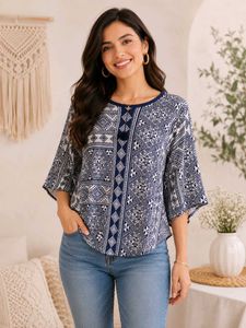 Stylish Patterned Geometric Cape Top 💠