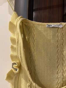 Yellow Ruffle Knit Top