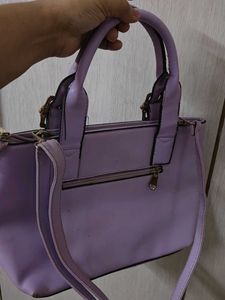Lilac Handbag with Gold Accents