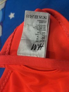 orange Ruffle Bikini Top with Zipper / Never used