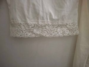White Lace Trim Long Sleeve Top