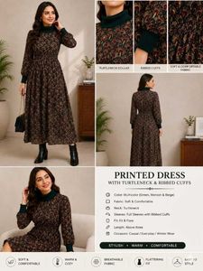Printed Turtleneck Midi Dress
