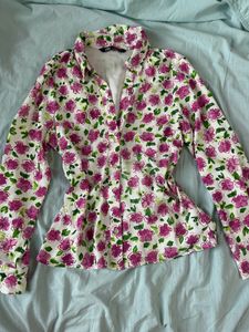 Zara Chic Floral Print Button-Up Shirt