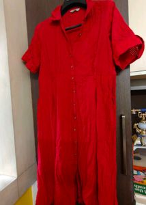 Chic Red Button-Up Dress