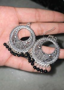 Boho Silver Oxidized Jhumka Earrings COMBO