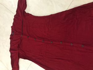 Maroon Button-Down Kurta