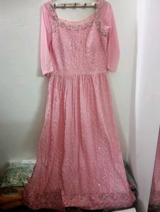 Elegant Pink Sequined Kurti Plazzo Set