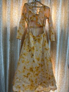 Beautiful Orange Tie-Dye Ethnic Gown