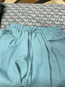 Light Blue Textured Palazzo Pants