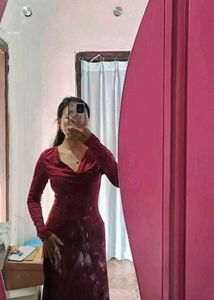 Elegant Maroon Cowl Neck Maxi Dress