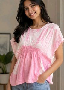 Pink &amp; White Tie-Dye Tunic Top