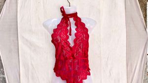 I. Sexy Red Lace Teddy Lingerie