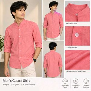 Men's Casual Mandarin Collar Shirt