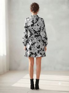 Chic Floral Print Shirt Dress