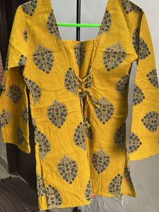 Yellow Printed Kurta