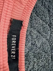 Forever 21 Coral Ribbed Crop Top &amp; Black Shorts Se