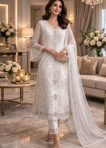Elegant White Embroidered Kurta