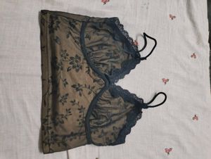 Sheer Floral Lace Trim  Top