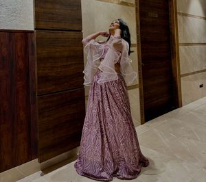 onion color western lehnga choli