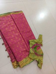 Elegant Pink Saree with Blouse