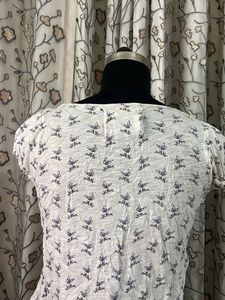 White Printed Puff Sleeve Top