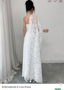 Elegant White Embroidered A-Line Dress