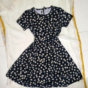 Black Floral Fit and Flare Dress