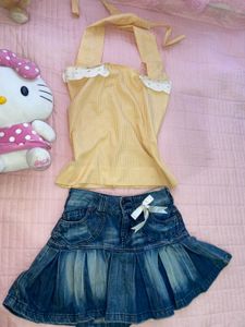 Cute Yellow Gingham Halter Top