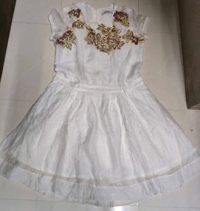 White Floral Print A-Line Dress