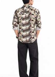 Men's Abstract Print Button-Up Shirt