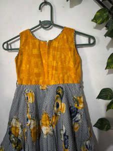 Cute Girls Yellow &amp; Striped Fruit Dress