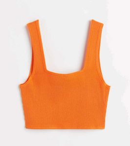H&M Neon Orange Ribbed Crop Top