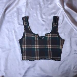 Green Plaid Crop Top
