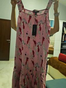 Light Pink Floral Print Midi Dress