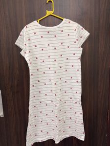 Heart Print White Casual Dress