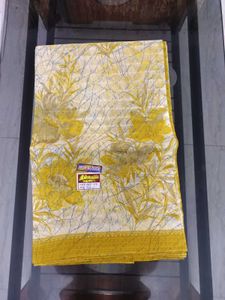 Elegant Yellow Floral Saree with blouse