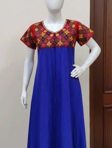 Embroidered Blue Maxi Dress